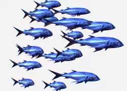 Animated Low Poly Art Flock Blue Sea Fish Low-poly  3D model