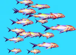 Animated Low Poly Pop Art Flock Sea Fish Low-poly  3D model