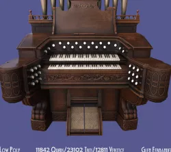 Antique Victorian Pump Pipe Organ Piano Low-poly  3D model