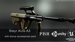 AUG A3 Austrian assault rifle for FPS Low-poly  3D model