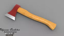 Axe with wooden handle
