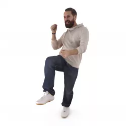 Beard Fan Man Low-poly  3D model