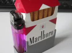 Cigarette pack + lighter holder