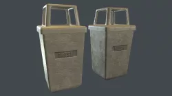 Concrete Trash Bin PBR Game Ready Low-poly  3D model