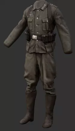 German WW2 Military Uniform - 3D Scanned and Retopologized  Low-poly  3D model