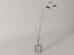 Glass vase with branches - Interior plant pot 3D model