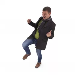 Happy Fan Man  Low-poly  3D model