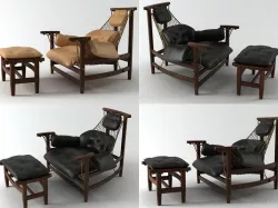 Jangada lounge chair and otoman 3D model