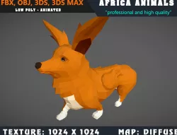 Low Poly Dog Cartoon 3D Model Animated - Game Ready Low-poly  3D model
