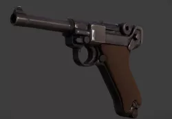 Luger P08 - Scanned and Retopologized WW2 Model Low-poly  3D model