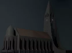 Neogothic cathedral Hallgrimskirkja Low-poly  3D model