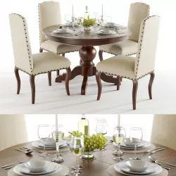 Pottery Barn  - Sumner and Calais Dining set 3D model