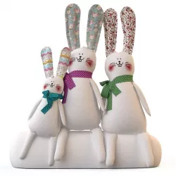 Set of textile toys RABBITS 3D model
