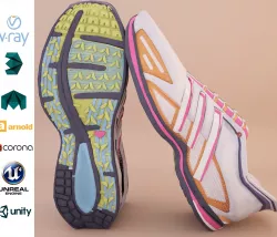 Soft Leather Running Shoes Low-poly  3D model