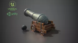 Stylized cannon Low-poly  3D model