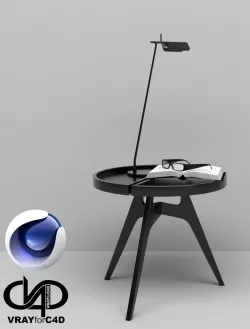 Table And Lamp C4D Vray 3D model