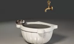 Turkish Bath washbasin tap and bowl 3D model