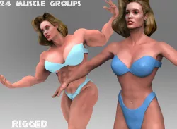 Woman Bodybuilder Nude 28 Separate Muscle Blendshapes Rigged 3D model