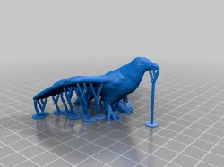 Crow, open wings with supports