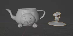 Cat teapot with a mouse lid 