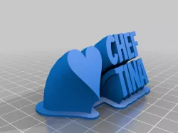Chef Tina Sweeping 2-line name plate (text)