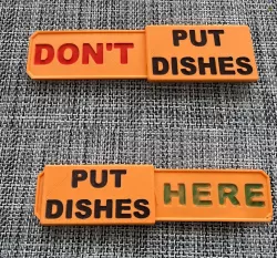 Dishwasher sliding sign - Do/Don't put dishes