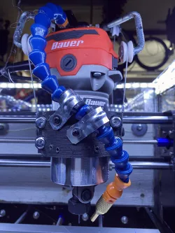 Bauer, Harbor Freight Router, upgrade 3018 CNC,  Milling Aluminum with 20 Newton Z Axis Assist