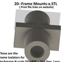 N Scale Frame Isolators for Bachmann DDA40X frames....