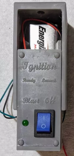 9-volt battery box with switch and LED