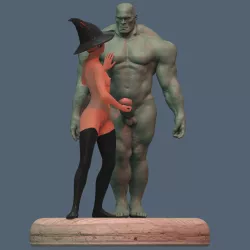 a young witch and her toy (Halloween)