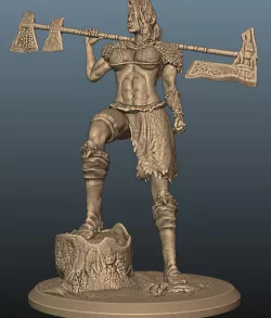 Barbarian Half-Orc STL miniature (Remastered)