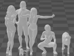 1:64 Scale figures 6 pack NO2 (summer life) gasslands or hotwheels posers; dog, cat, guy, 3 girls