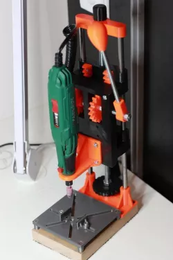 Adjustable drill press for small drill. Customizable platform