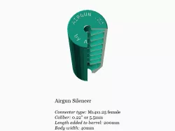 Airgun silencers (x-short + medium) with M14*1.25 threads .22 caliber 5.5mm