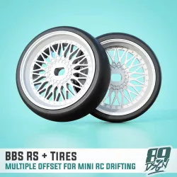 BBS RS FRONT/REAR WHEELS FOR MINI-Z, WLTOYS K989, K969 RC DRIFT - MULTI OFFSET WITH TIRES