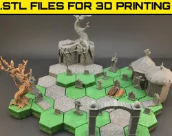 CEMETERY SET - "HEX" TILES FOR A HIGHLY DETAILED 3D GAME BOARD.
