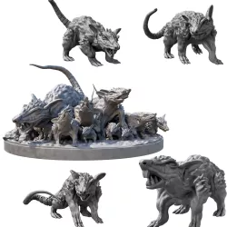 dnd Giant Dire Rats and Rat Swarms (resin miniatures)