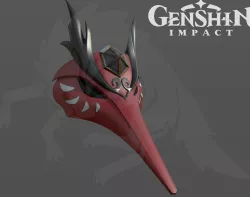 Genshin Impact 3D model Kujou Sara mask (accessory) for cosplay