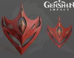 Genshin Impact 3D model Tartaglia cosplay mask