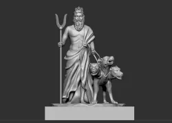 Hades Pluto Greek God of Underworld & Cerberus Handmade Statue Figurine