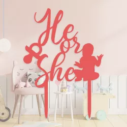 He or She, Gender Reveal Cake Topper