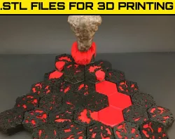 LAVA SET - "HEX" TILES FOR A HIGHLY DETAILED 3D GAME BOARD.