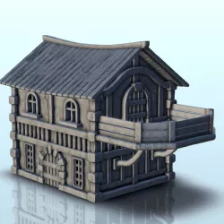 Medieval house with large suspended floor terrace (9) - Alkemy Lord of the Rings War of the Rose Warcrow Saga