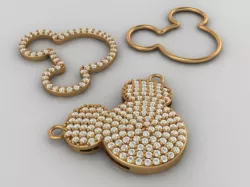 Mickey mouse diamond pave pendant