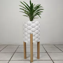 Planter Hexagon Pattern Wooden Legs