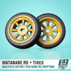 RS WATANABE FRONT/REAR WHEELS FOR MINI-Z, WLTOYS K989, K969 RC DRIFT - multioffset with tires
