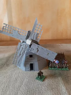 ruined wooden windmill