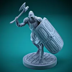 Skeleton - Heavy Infantry - Axe + Square Shield - Attack Pose