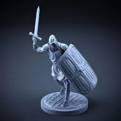 Skeleton - Heavy Infantry - Sword + Square Shield - Attack Pose