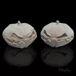 Spooky pumpkin miniatures with scary faces (Halloween figures for decoration, diorama, terrain, desk buddy)
